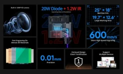 AtomStack - Kraft Dual-Laser Engraver - 20W Diode + 1.2W IR