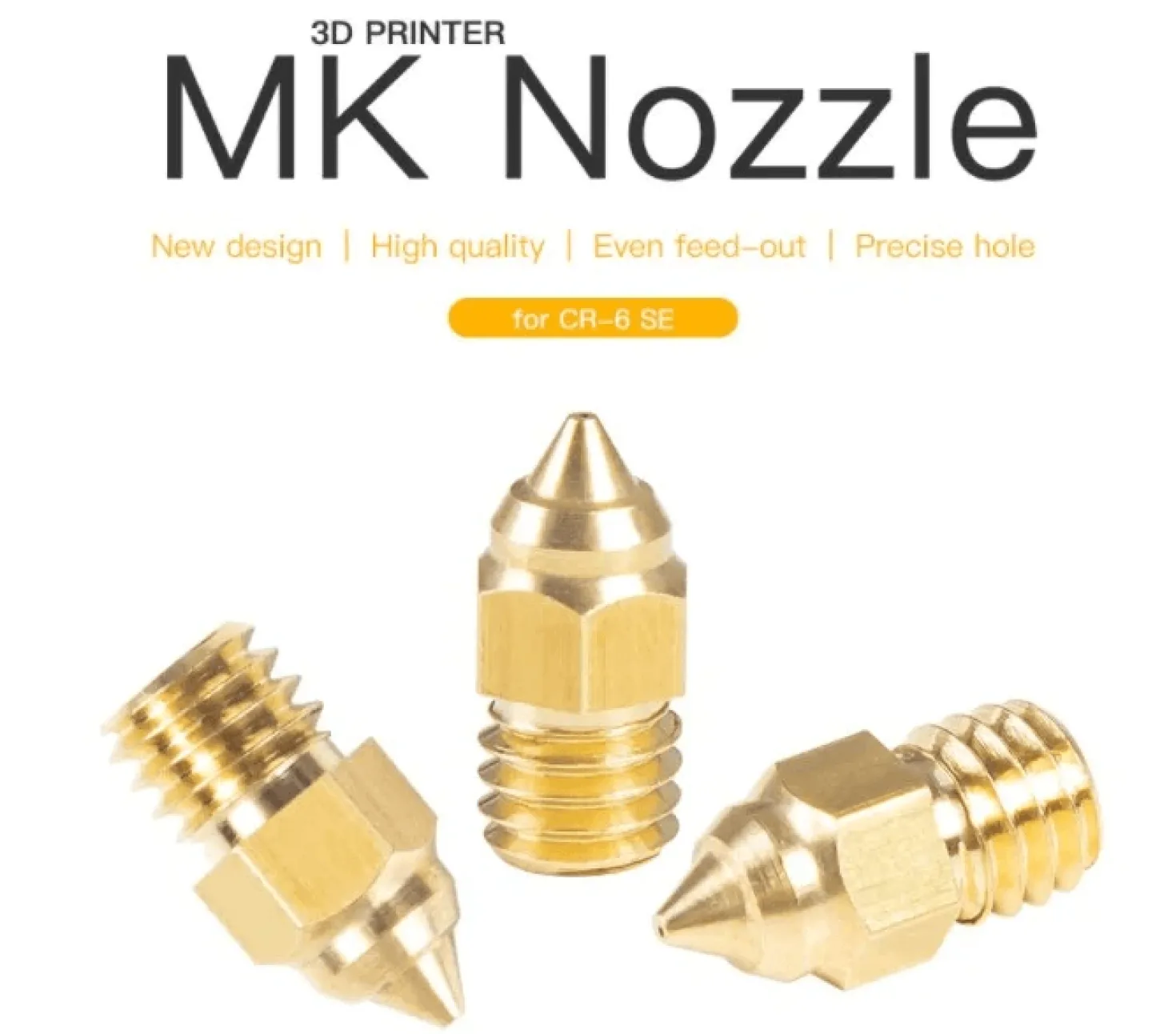 Creality 3D - Brass MK Nozzle - 1.0mm - 5 pcs - Ender-3 Series, Ender-5 Series, CR-10 Series