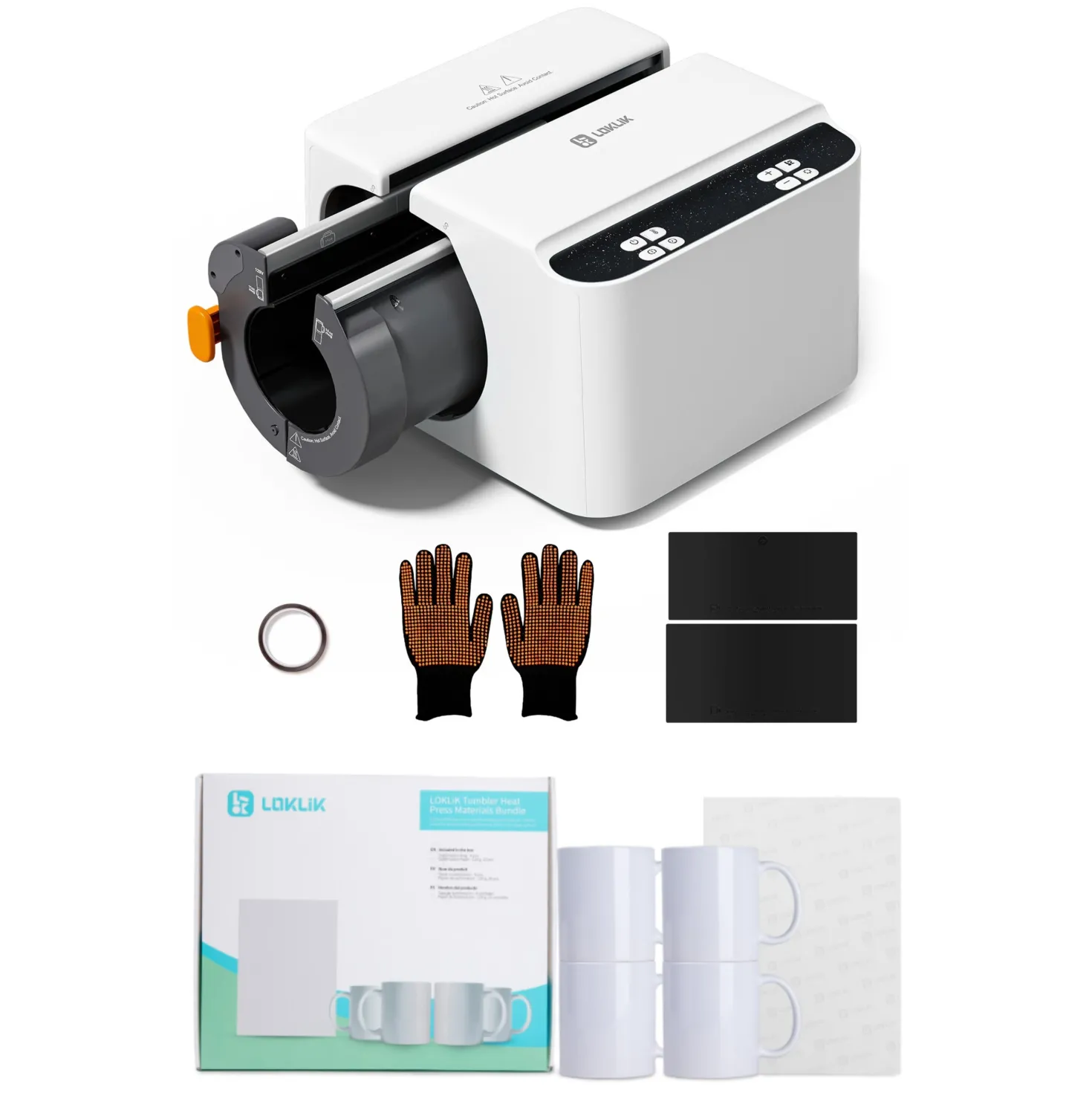 LOKLiK - Auto Mug Heat Press + GRATIS Starter Pack til Auto Tumbler Heat Press - Bundle