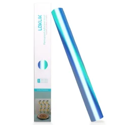 LOKLIK - Permanent Adhesive Vinyl - 30.5cm x 90cm - Holographic Aqua Blue