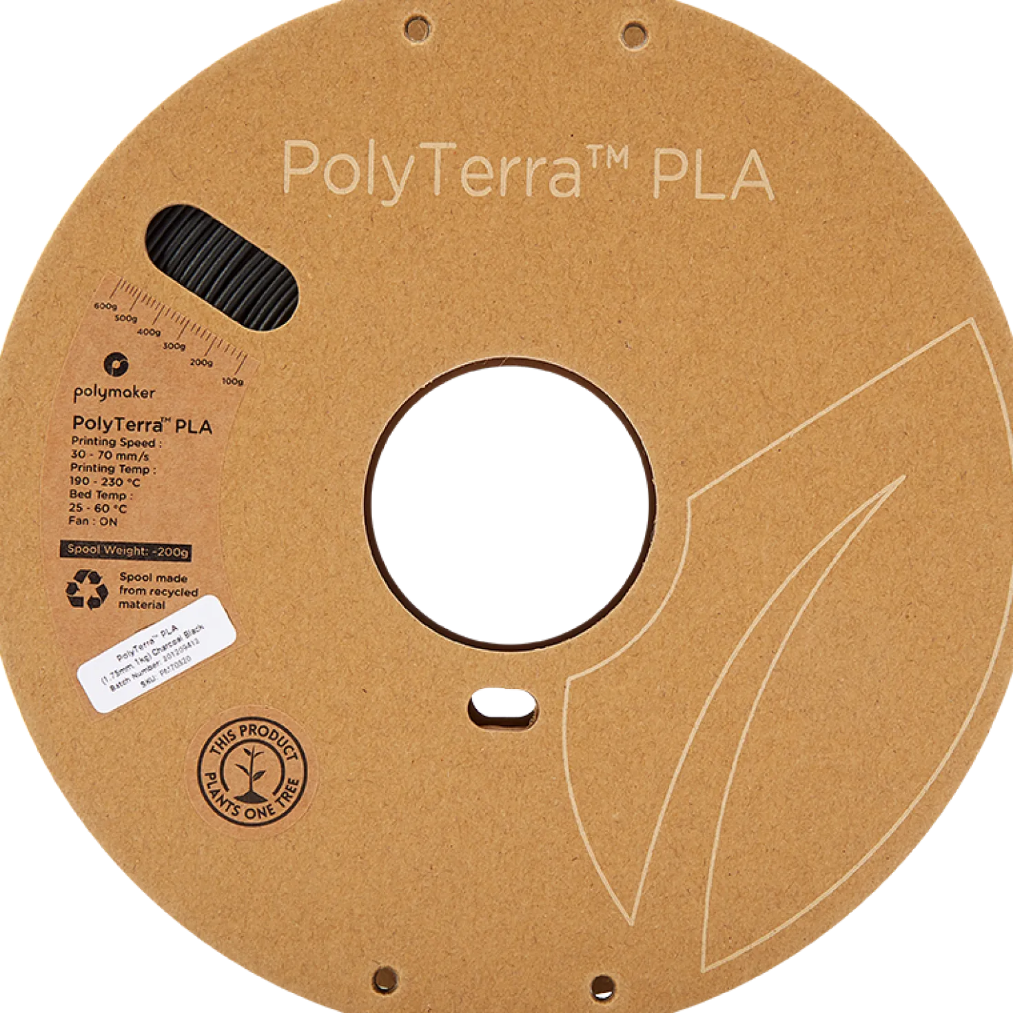 Polymaker - PolyTerra PLA - Charcoal Black - 1.75mm - 1kg