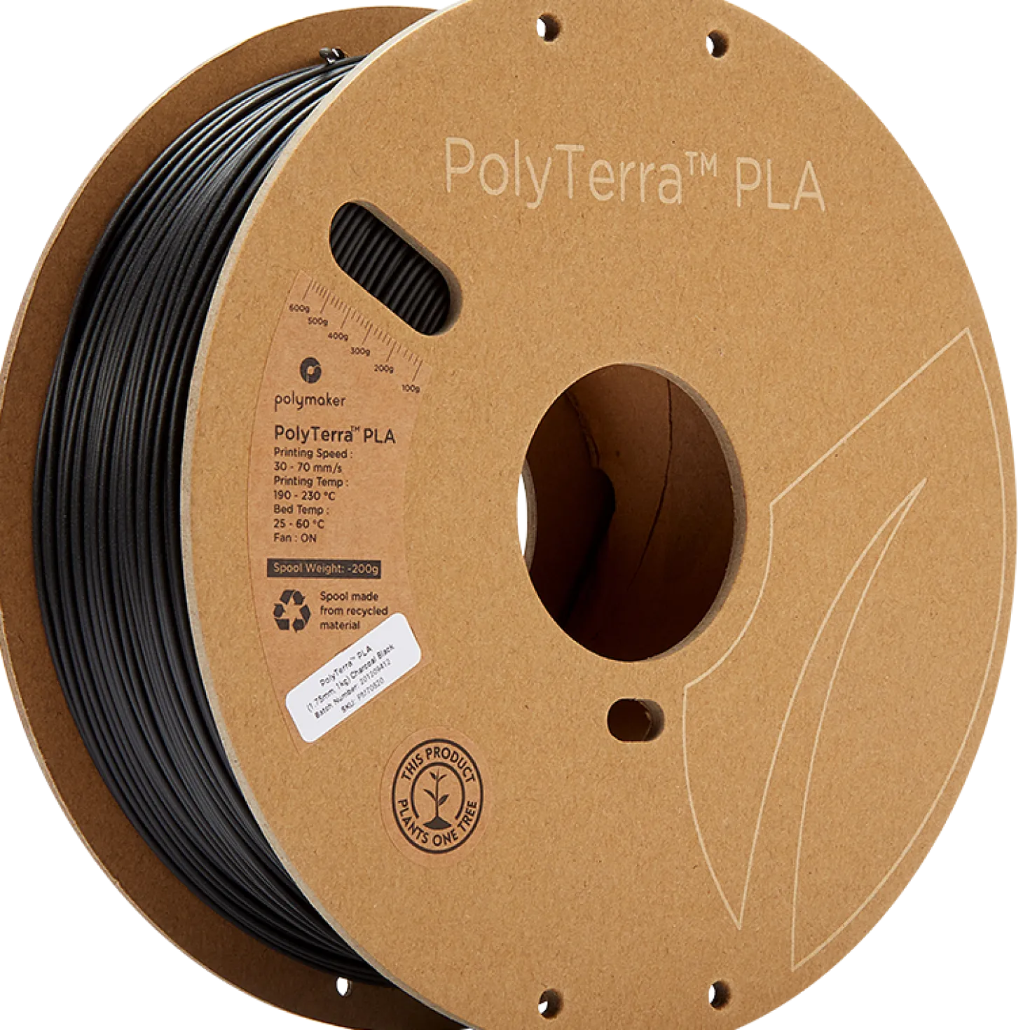 Polymaker - PolyTerra PLA - Charcoal Black - 1.75mm - 1kg