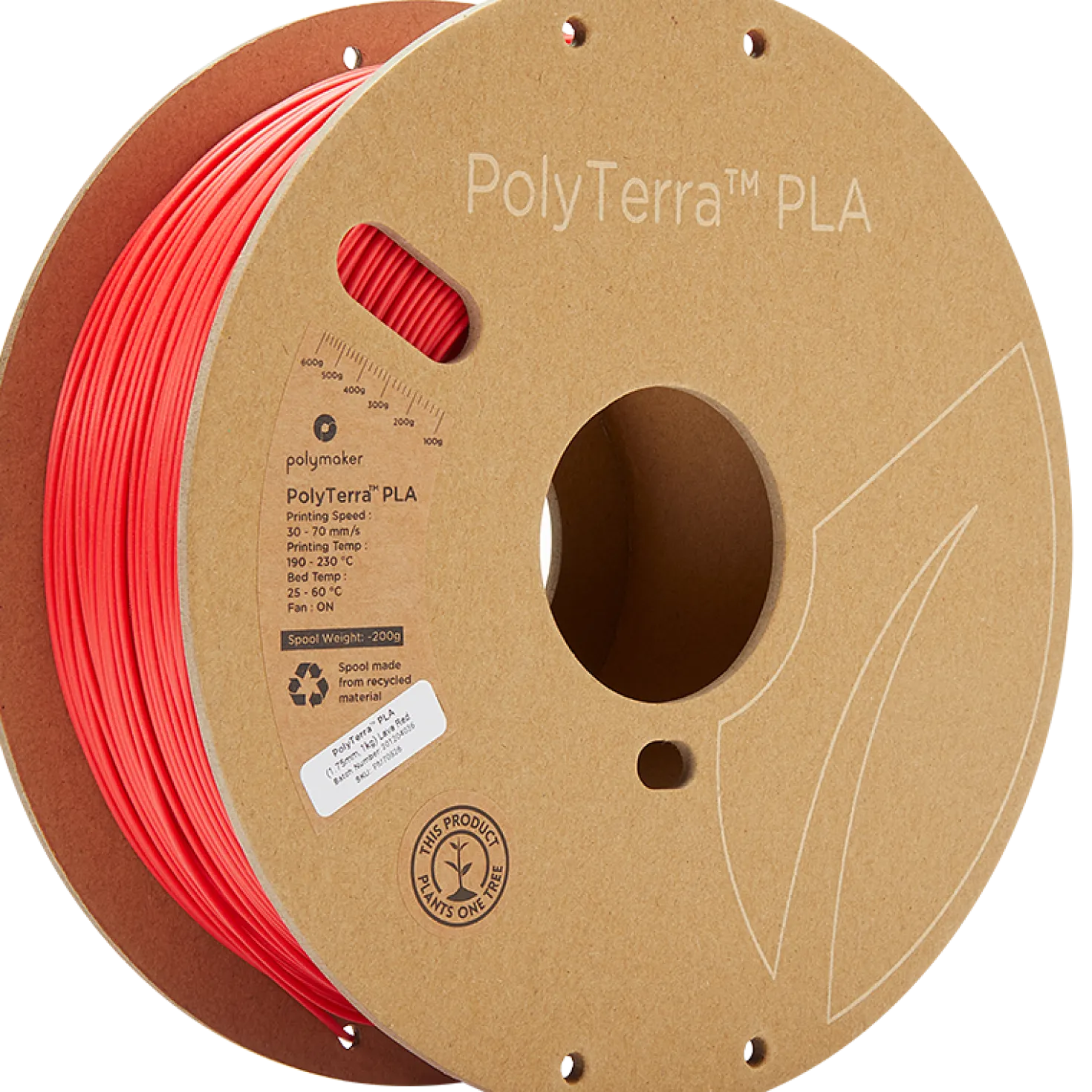 Polymaker - PolyTerra PLA - Lava Red - 1.75mm - 1kg