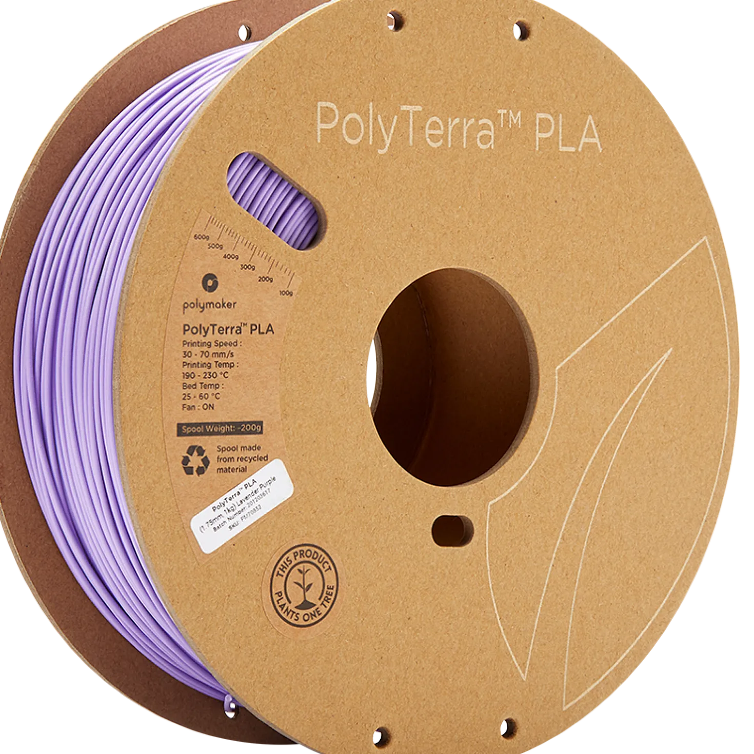 Polymaker - PolyTerra PLA - Lavender Purple - 1.75mm - 1kg