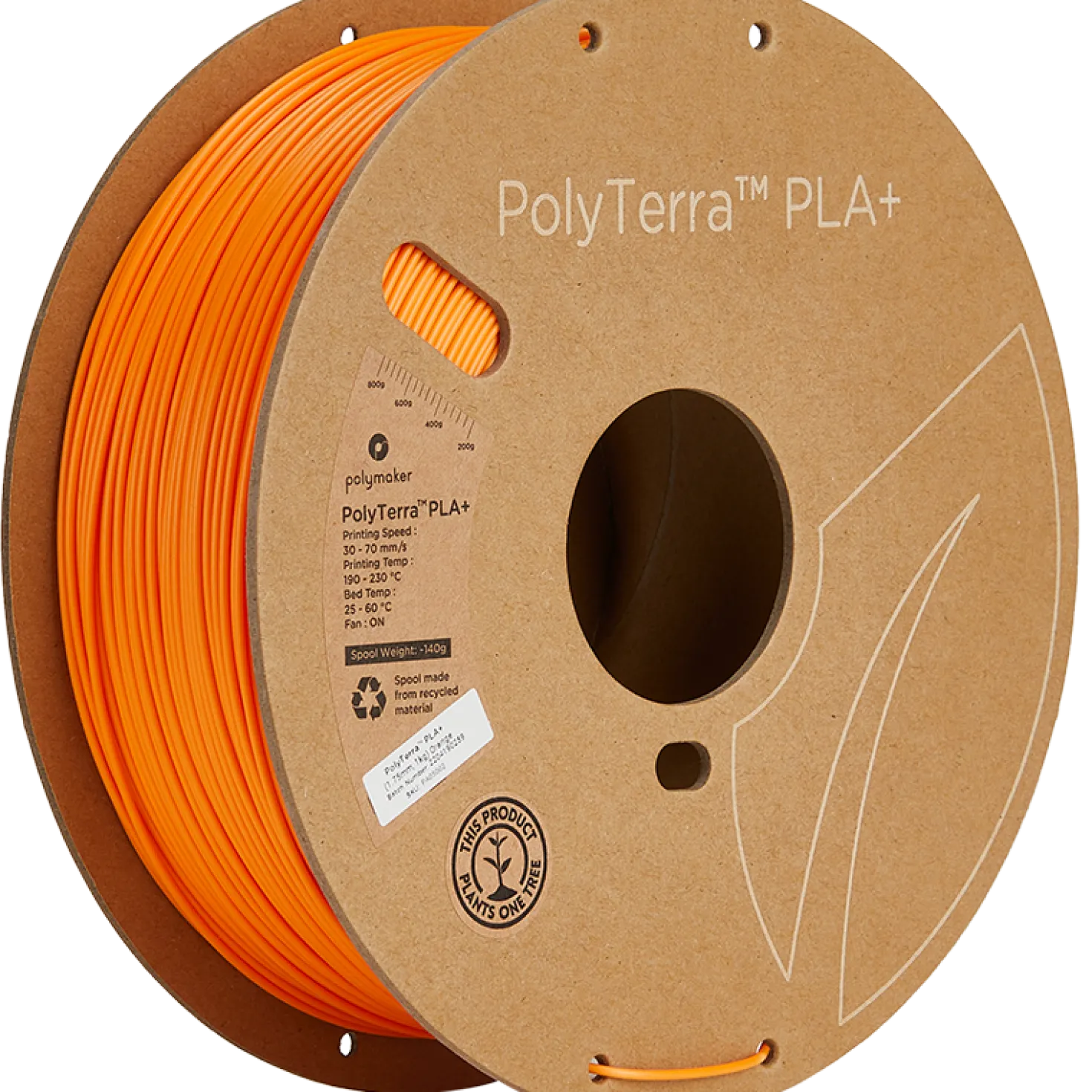 Polymaker - PolyTerra PLA+ - Orange - 1.75mm - 1kg