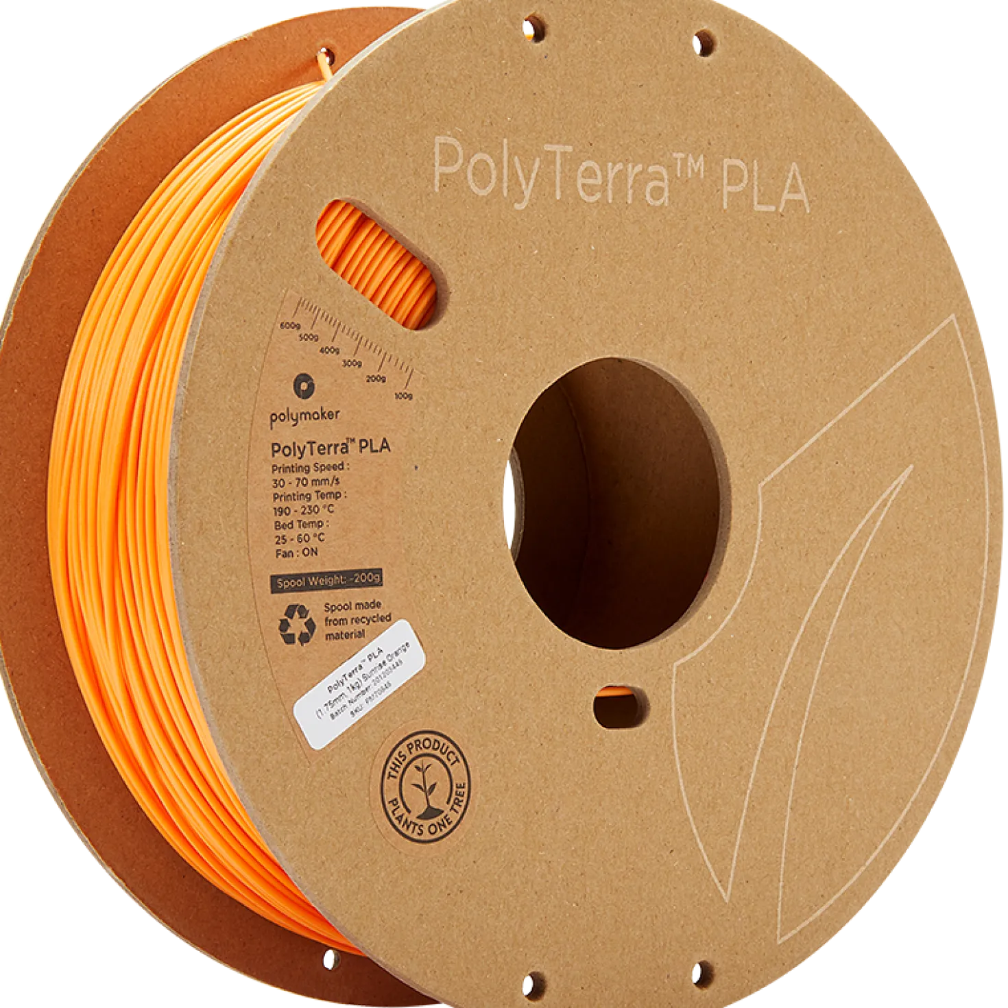 Polymaker - PolyTerra PLA - Sunrise Orange - 1.75mm - 1kg