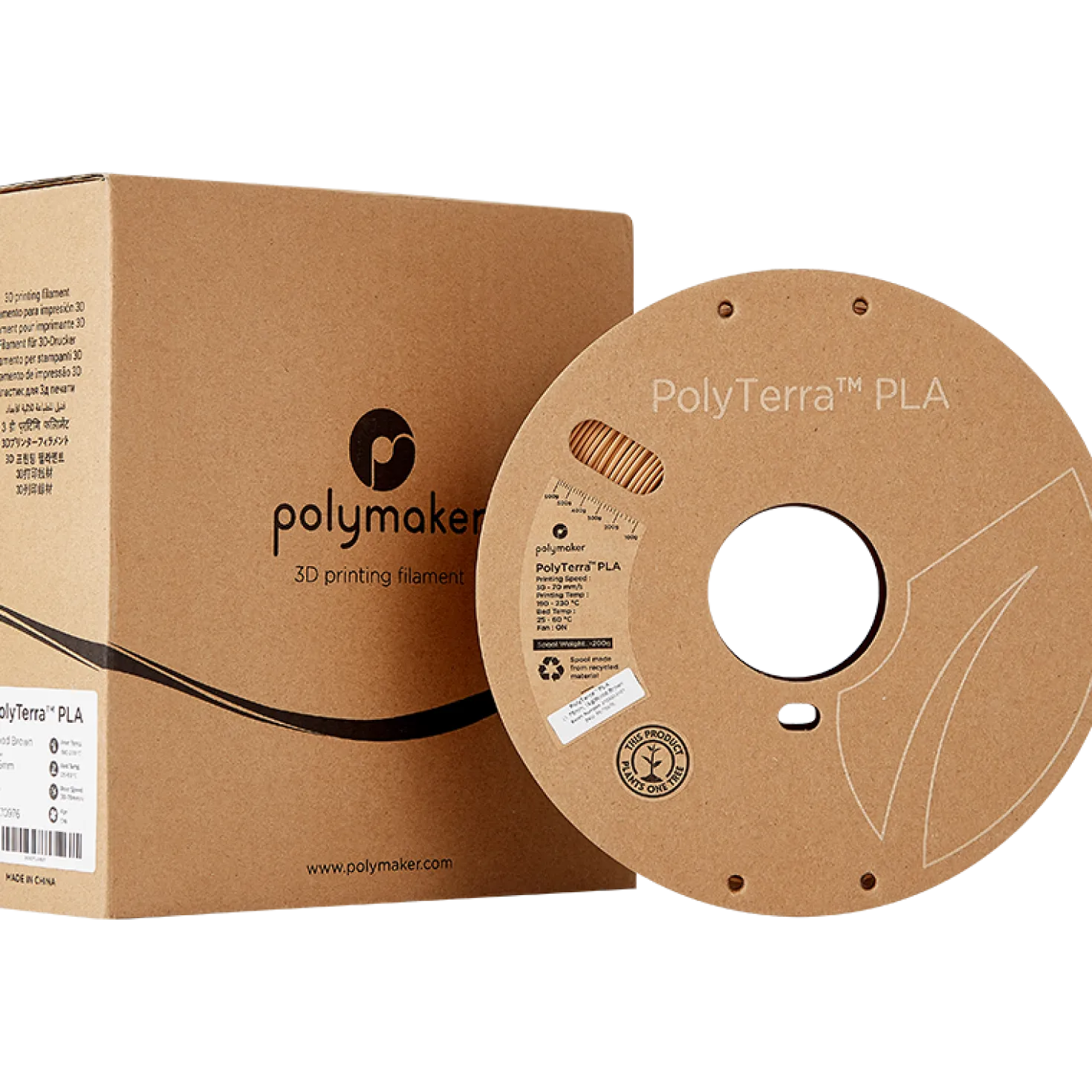 Polymaker - PolyTerra PLA - Wood Brown - 1.75mm - 1kg