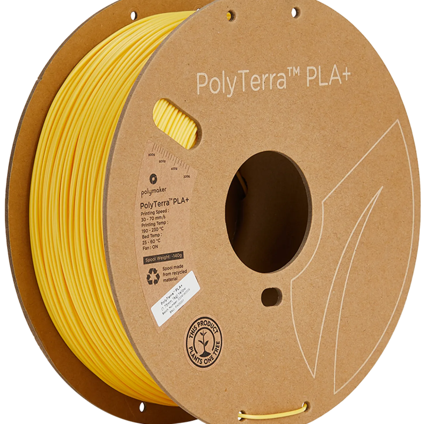 Polymaker - PolyTerra PLA+ - Yellow - 1.75mm - 1kg