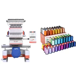 PooLin - EOM - Multi-Needle - Broderimaskine + GRATIS Broderitråd - 4000m Ruller - 100 Farver - Bundle