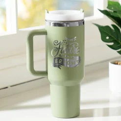 xTool - Stainless Steel Tumbler with Removable Handle - Army Green To Silver (40z/1.18L)
